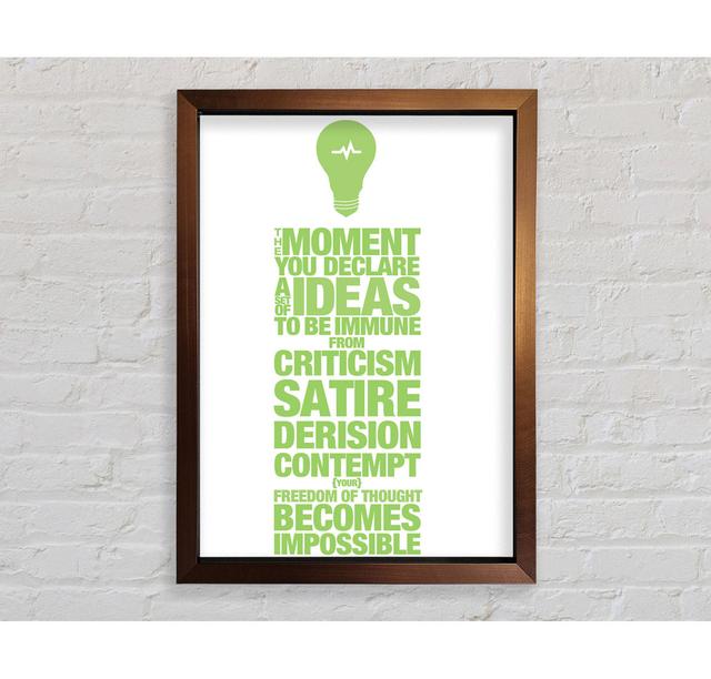 Motivational Quote Freedom Of Thought Pink Framed Print Happy Larry Size: 84.1cm H x 59.7cm W x 3.4cm D, Colour: Lime Green, Frame Colour: Bronze on Productcaster.