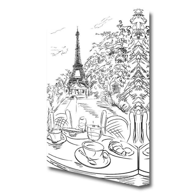 Eiffel Tower Streets 5 Paris - Wrapped Canvas Drawing Print East Urban Home Size: 50.8 cm H x 81.3 cm W on Productcaster.