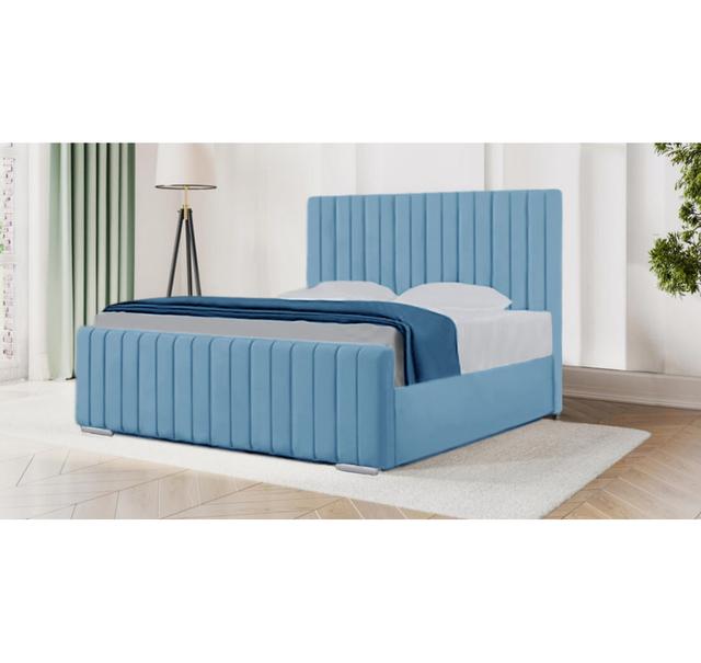 Auburta Upholstered Bed Canora Grey Size: Single (3'), Colour: Sky Blue on Productcaster.