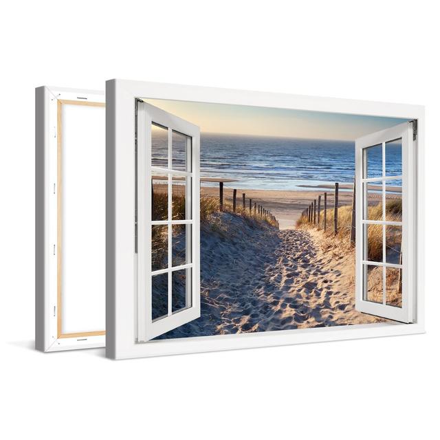 Leinwandbild Path To The Sea Window Xcm – Premium Leinwanddruck – Kunstdruck Auf Cm Holz-Keilrahmen Für Schlaf- Und Wohnzimmer – Kollektion Strand Hau on Productcaster.