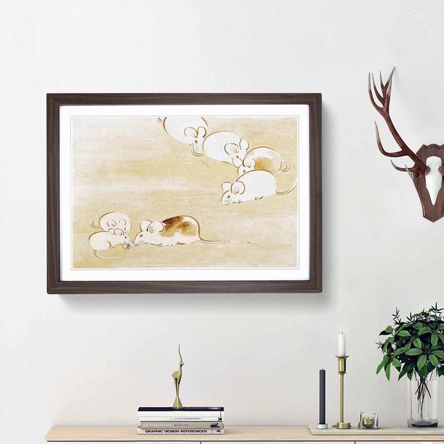 Mice by Shibata Zeshin - Picture Frame Painting Print East Urban Home Frame Option: Walnut Framed, Size: 36cm H x 48cm W x 2cm D on Productcaster.