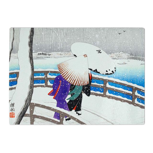 Tempered Glass Two Women on Yanagi Bridge by Ohara Koson Chopping Board East Urban Home Size: 39 cm x 28.5 cm on Productcaster.