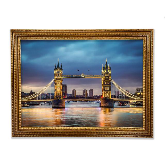 Tower Bridge Night Glow - Print Ebern Designs Size: 42cm H x 59.7cm W x 3cm D on Productcaster.