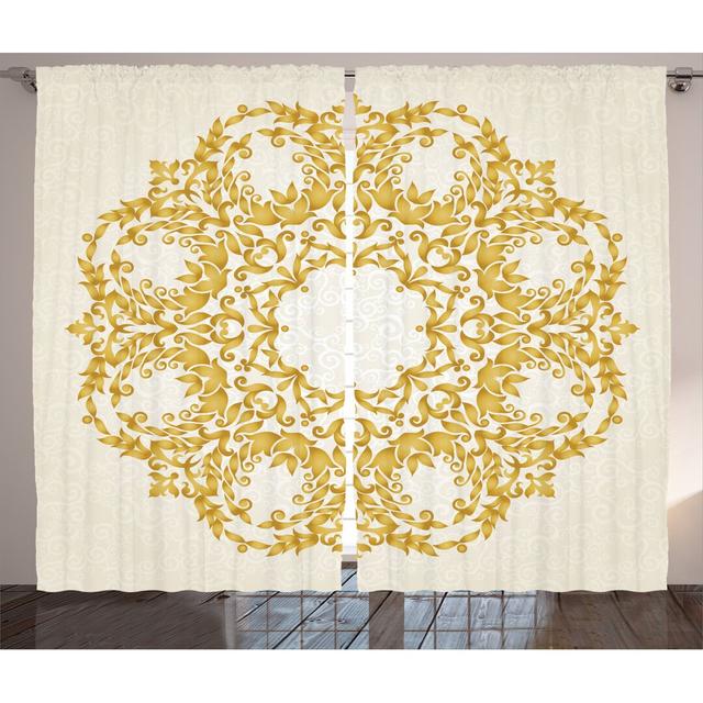 Gardine Traditional Floral Round Circle, halbtransparent (Set of 2) East Urban Home Vorhanggröße: 225 cm B x 280 cm L on Productcaster.