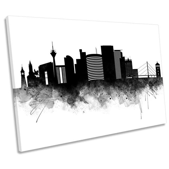 Dusseldorf Abstract City Skyline - Wrapped Canvas Graphic Art Ebern Designs Size: 40.6cm H x 61cm W x 2cm D on Productcaster.