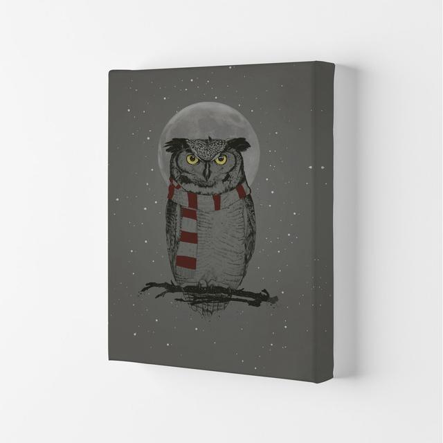 Winter Owl by Mercedes Lopes Charro - Graphic Art Print on Paper East Urban Home Size: 84.1cm H x 59.4cm W x 4cm D, Frame Options: Wrapped Canvas on Productcaster.