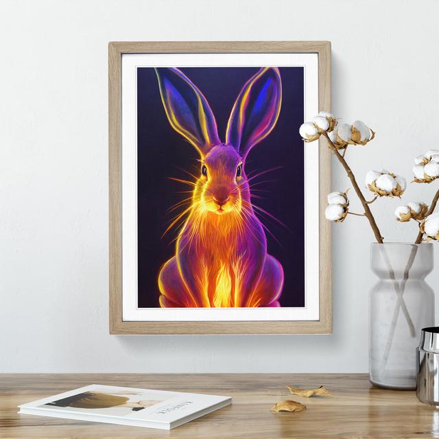 Neon Hare No.4 - Wrapped Canvas Print Brambly Cottage Size: 64cm H x 46cm W x 2cm D, Format: Oak on Productcaster.