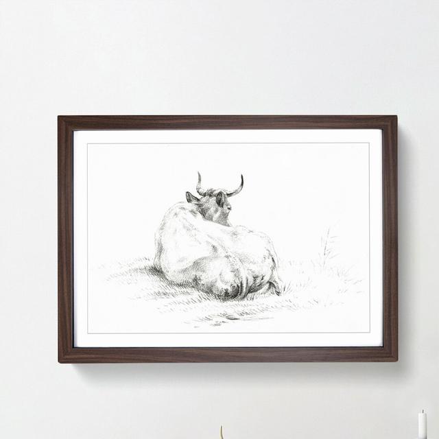 Rear of a Lying Cow by Jean Bernard - Picture Frame Drawing Print East Urban Home Size: 48cm H x 65cm W x 2cm D, Frame Option: Walnut Framed on Productcaster.