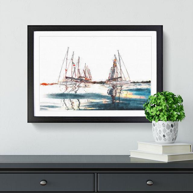 Boats In Majorca Painting East Urban Home Format: Black, Size: 33cm H x 45cm W x 2cm D on Productcaster.