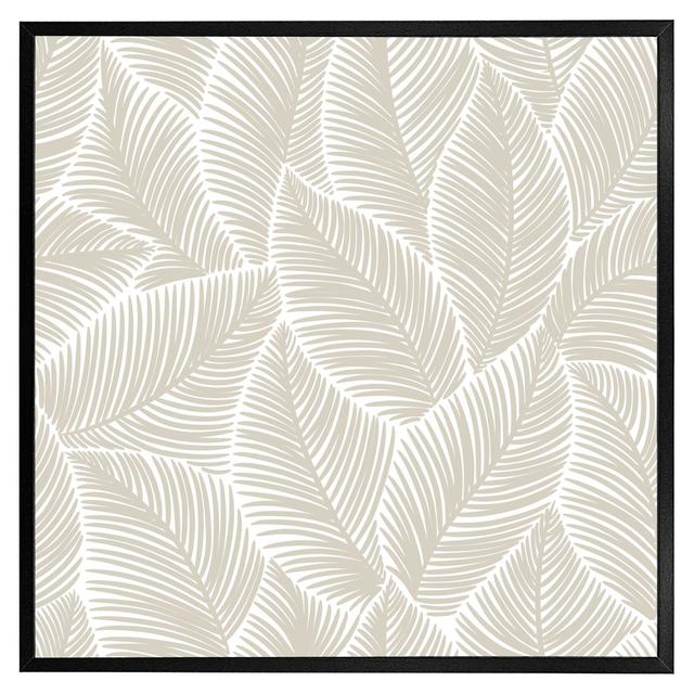 Aty Beige Leaves - Single Picture Frame Art Prints Bay Isle Home Size: 41cm H x 41cm W x 4cm D, Frame Option: Black Framed on Productcaster.