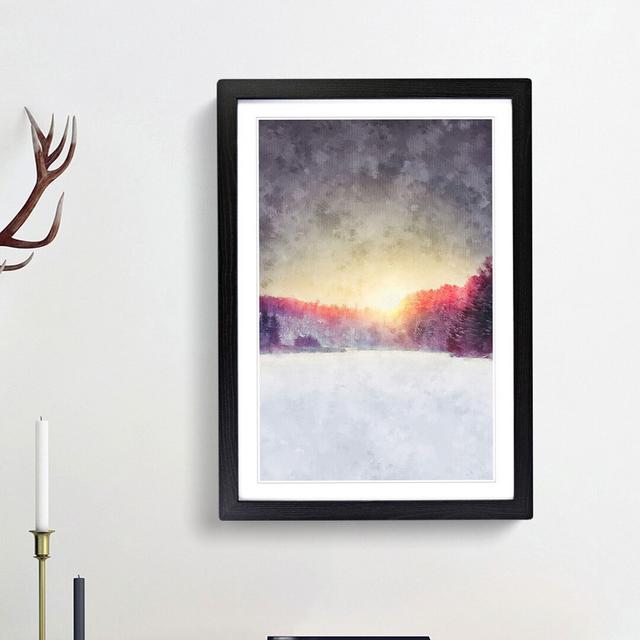 Winter Sunset in Wisconsin - Picture Frame Painting Print East Urban Home Frame Option: Black Framed, Size: 87cm H x 62cm W x 2cm D on Productcaster.