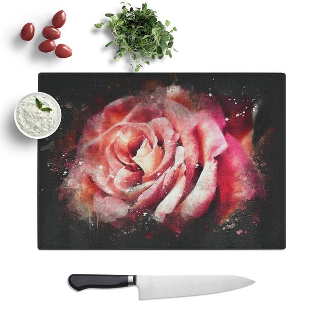 Rose Flower Vol.4 Paint Splash Chopping Board East Urban Home Size: 0.4cm H x 28.5cm W x 39cm L on Productcaster.