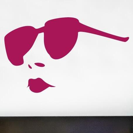 Woman Wearing Sunglasses Wall Sticker East Urban Home Colour: White, Size: Medium on Productcaster.