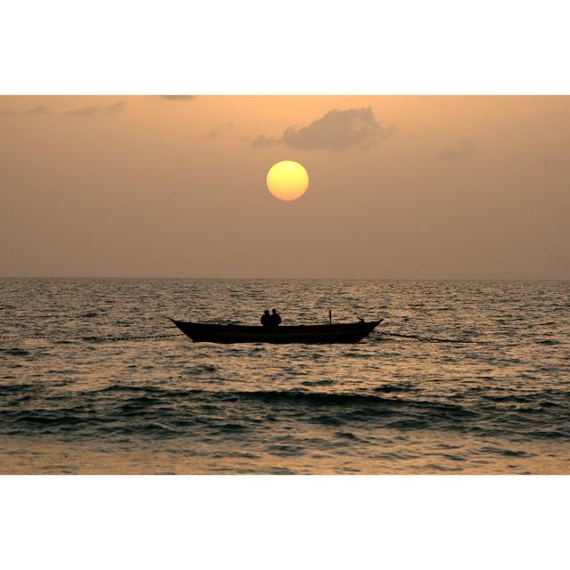 Fishing Pirogue At Sunset - Wrapped Canvas Print Latitude Run Size: 30cm H x 46cm W on Productcaster.