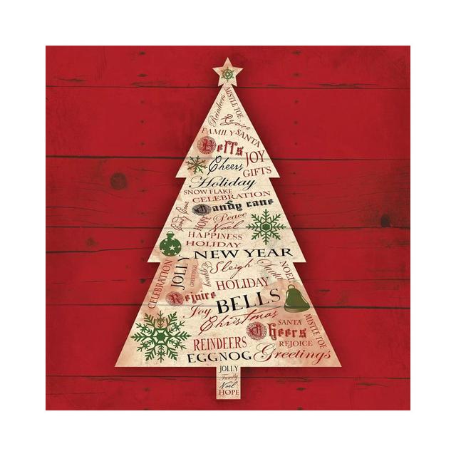 Christmas Tree Type by Jace Grey - Wrapped Canvas Typography The Seasonal Aisle Size: 93.98cm H x 93.98cm W x 3.81cm D on Productcaster.