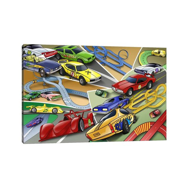 Cartoon Racing Cars - Graphic Art on Canvas East Urban Home Size: 20.32cm H x 30.48cm W x 1.91cm D, Format: Wrapped Canvas on Productcaster.