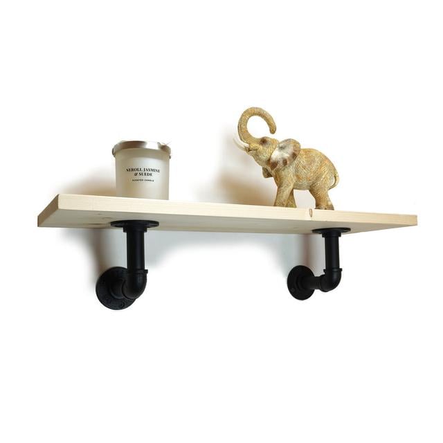 Abira Pine Solid Wood Bracket Shelf with Live Edge Borough Wharf Size: 14cm H x 120cm W x 20cm D on Productcaster.