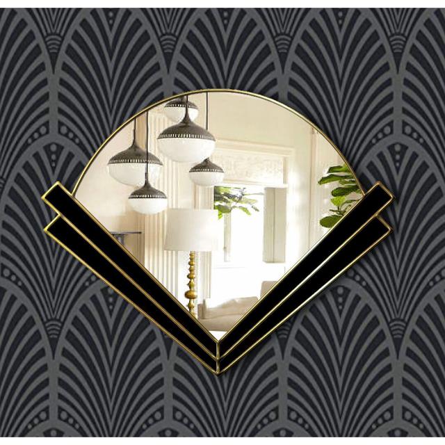 Yessenia Accent Mirror Canora Grey Finish: Black/Gold on Productcaster.