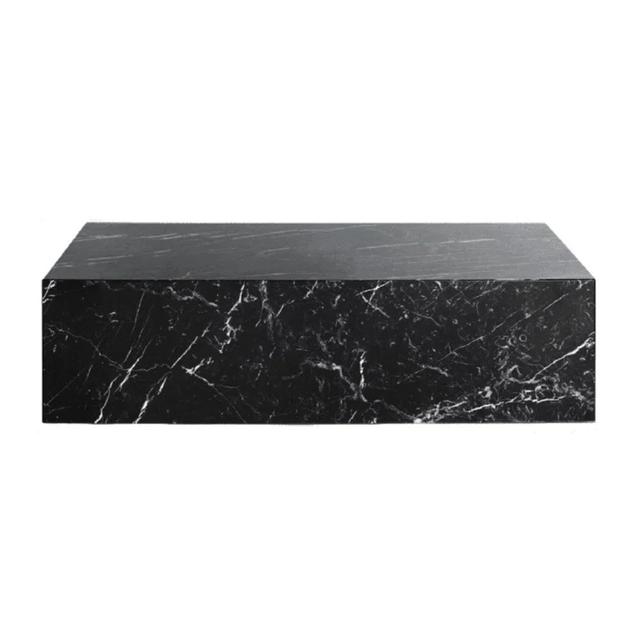 Genuine Marble Block Coffee Table - Black Marble Ivy Bronx on Productcaster.