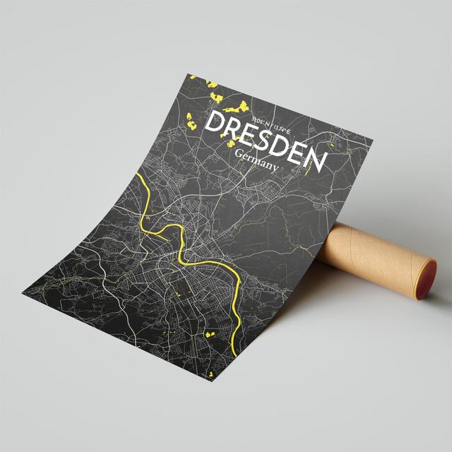 Dresden City Map Graphic Art In Times Maturi Size: 24cm H x 18cm W x 0.05cm D on Productcaster.