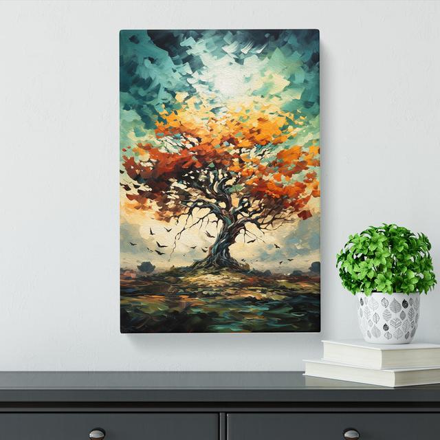 Oak Tree Action Painting No.3 - Wrapped Canvas Art Prints Marlow Home Co. Size: 76cm H x 50cm W x 3cm D on Productcaster.