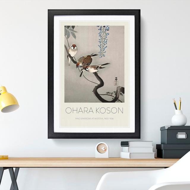 Sparrows at Wisteria by Ohara Koson - Picture Frame Graphic Art East Urban Home Size: 36cm H x 27cm W x 2cm D, Frame Option: Black Framed on Productcaster.