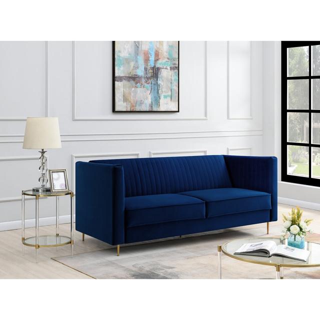 Augie 3 Seater Clic Clac Sofa Bed Etta Avenue Upholstery Colour: Blue on Productcaster.