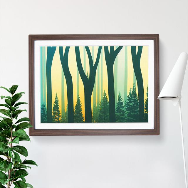 Snazzy Forest - Single Picture Frame Painting Alpen Home Size: 46cm H x 64cm W x 2cm D, Frame Colour: Walnut on Productcaster.