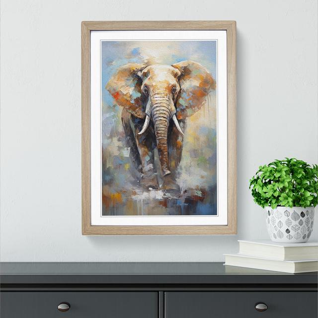 Elephant Impressionism No.2 - Print Latitude Vive Format: Oak, Size: 46cm H x 34cm W x 2cm D on Productcaster.