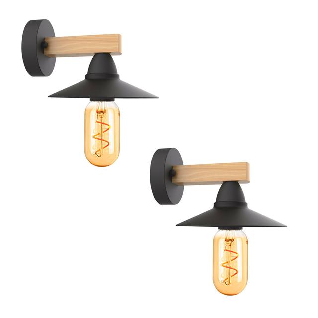 Doegolia Wall Sconce (Set of 2) Borough Wharf Bulb Included: Yes, Shade Colour: Black on Productcaster.