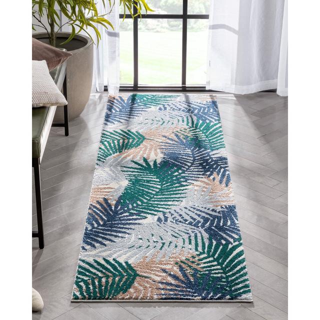 Leona Floral Power Loom Green/Blue/Brown Area Rug Well Woven Rug Size: Runner 67cm x 220cm on Productcaster.