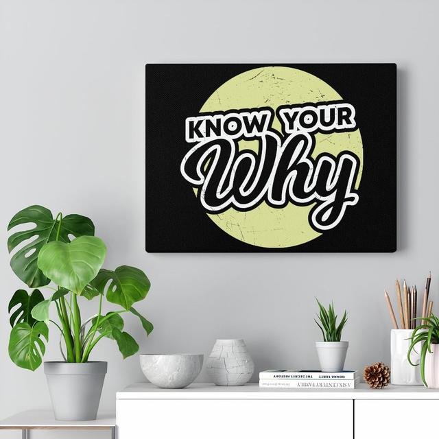 Know Your Why - Wrapped Canvas Typography Blue Elephant on Productcaster.