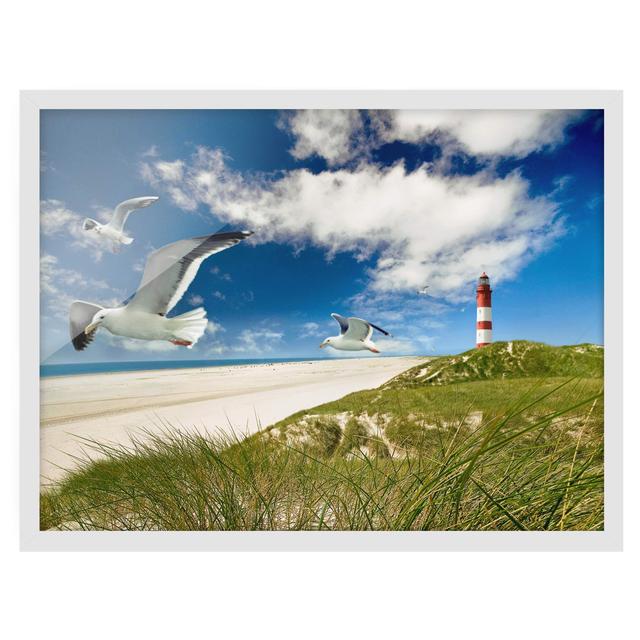 Dune Breeze - Picture Frame Graphic Art Longshore Tides Frame Option: White Framed, Size: 40cm H x 55cm W x 2cm D on Productcaster.