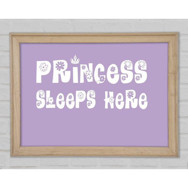 Nursery Quote Princesss Sleeps Here Lilac Framed Print Happy Larry Size: 59.7cm H x 84.1cm W x 1.5cm D on Productcaster.