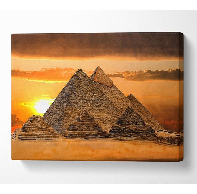 Egyptian Pyramids Cairo Egypt Africa - Wrapped Canvas Art Prints Alpen Home Size: 66cm H x 106.6cm W x 10cm D on Productcaster.