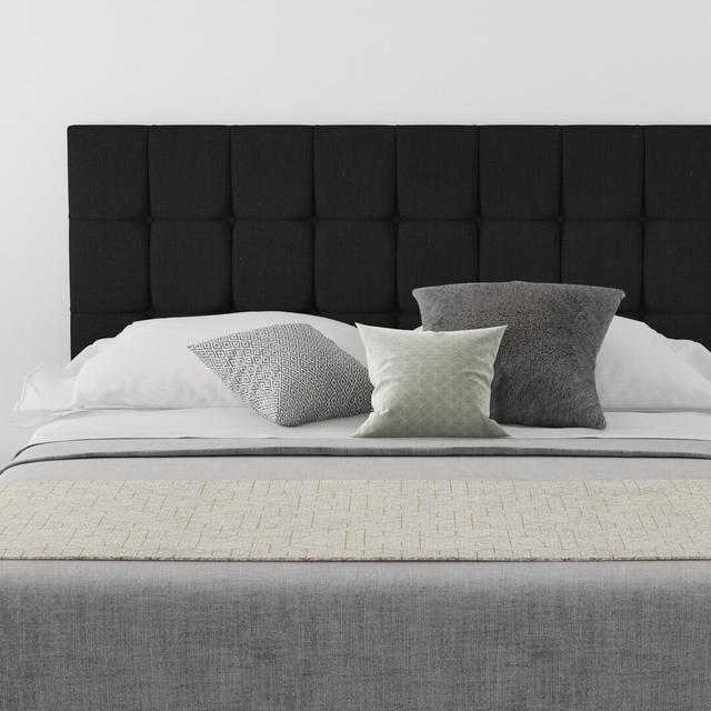 Wellington Upholstered Headboard Fairmont Park Size: Single (3'), Upholstery: Linen Ebony on Productcaster.