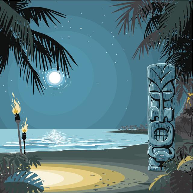 Tiki at the Beach - Wrapped Canvas Art Prints House of Hampton Size: 30cm H x 30cm W on Productcaster.