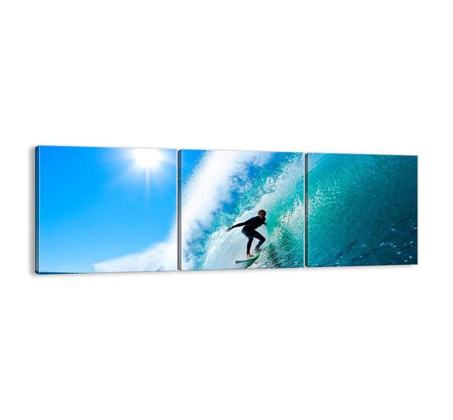 Through the Big Blue - 3 Piece Unframed Panoramic Photograph Print Set on Canvas House of Hampton Size: 50cm H x 150cm W x 1.8cm D on Productcaster.