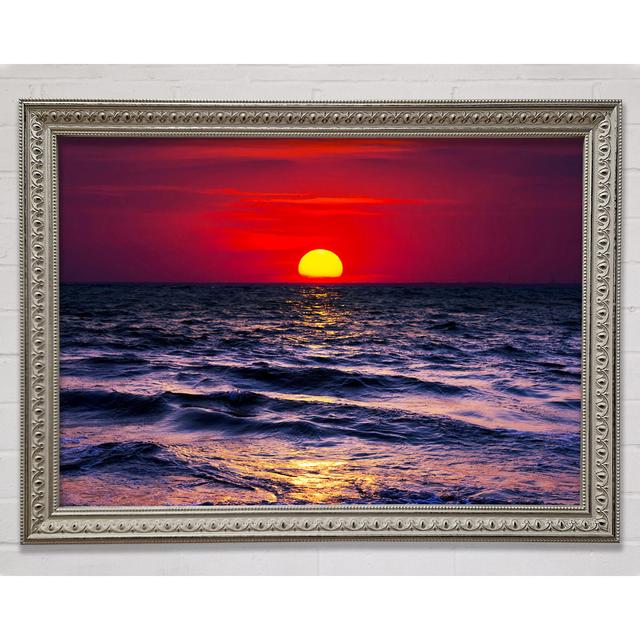 Silveren Sunset Ocean Framed Print Highland Dunes Size: 100cm H x 141.4cm W on Productcaster.