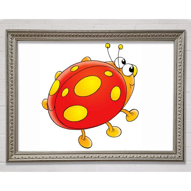 Cartoon Ladybug White Framed Print - Single Picture Frame Print on Canvas Harriet Bee Colour: Lilac, Size: 30cm H x 42cm W x 3cm D, Format: Sliver Fra on Productcaster.