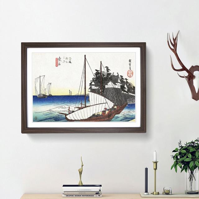 Ships Setting Sail by Utagawa Hiroshige - Picture Frame Painting Print East Urban Home Frame Option: Walnut Framed, Size: 27cm H x 36cm W x 2cm D on Productcaster.