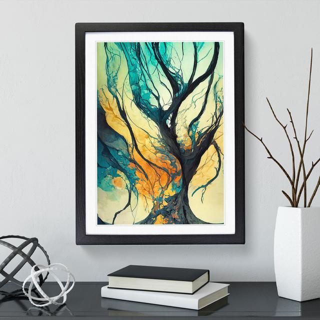 XV1022-433X Abstract Tree No.1 - Print Metro Lane Size: 64cm H x 46cm W, Matte Colour: White, Format: Black Framed Paper on Productcaster.