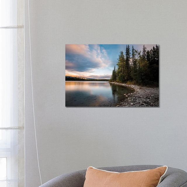 Boya Lake Sunset by Lucas Moore - Wrapped Canvas Print Alpen Home Size: 45.72cm H x 66.04cm W x 3.81cm D on Productcaster.