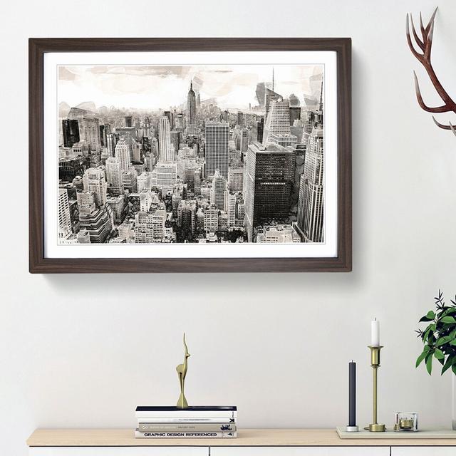 A New York Skyline in Abstract - Picture Frame Graphic Art Print East Urban Home Size: 62cm H x 87cm W x 2cm D, Frame Option: Walnut Framed on Productcaster.