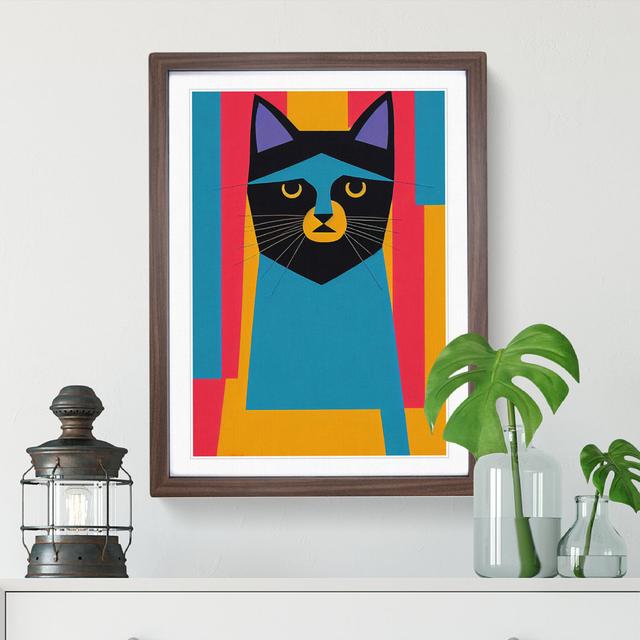 XV1022-238X Abstract Cat No.1 - Single Picture Frame Print 17 Stories Size: 34cm H x 25cm W, Frame Colour: Brown on Productcaster.