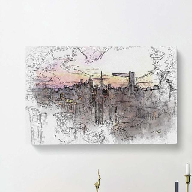 Toronto Canada Skyline in Abstract - Wrapped Canvas Graphic Art Print East Urban Home Size: 35cm H x 50cm W x 3cm D on Productcaster.