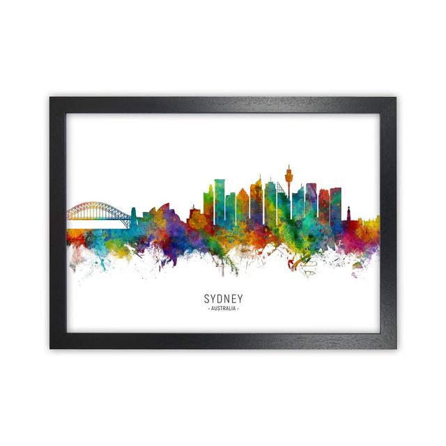 Sydney Australia Skyline by Michael Tompsett - Print Ebern Designs Size: 34cm H x 46cm W x 3cm D, Format: Black Framed on Productcaster.