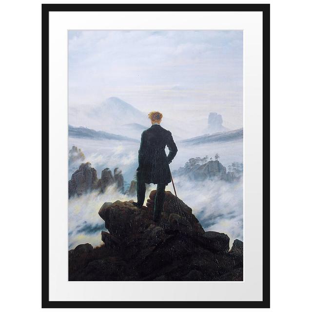 Gerahmter Grafikdruck Wanderer Above the Sea of Fog von Caspar David Friedrich Union Rustic Maße: 80 cm H x 60 cm B x 2,5 cm T on Productcaster.