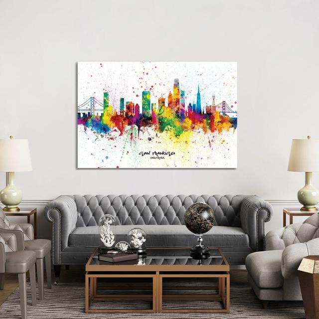 San Francisco California Skyline Splash by Michael Tompsett - Wrapped Canvas Print Ophelia & Co. Size: 101.60cm H x 101.60cm W on Productcaster.