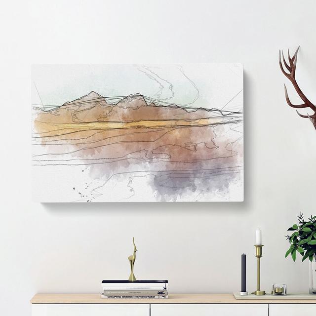 Amber Mountains - Wrapped Canvas Painting East Urban Home Size: 35cm H x 50cm W x 3cm D on Productcaster.